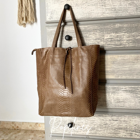 Bolso piel coco camel