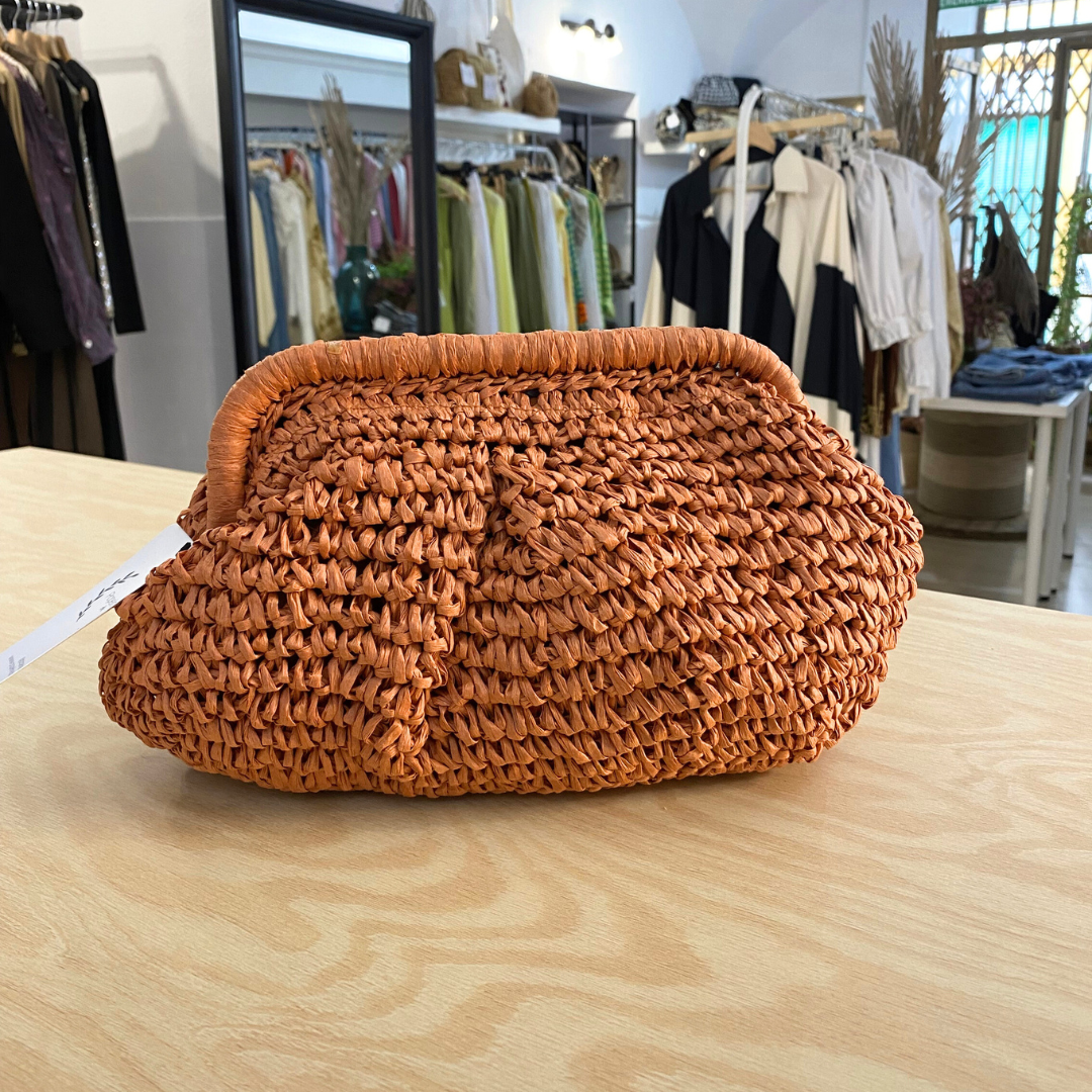 Bolso rafia teja
