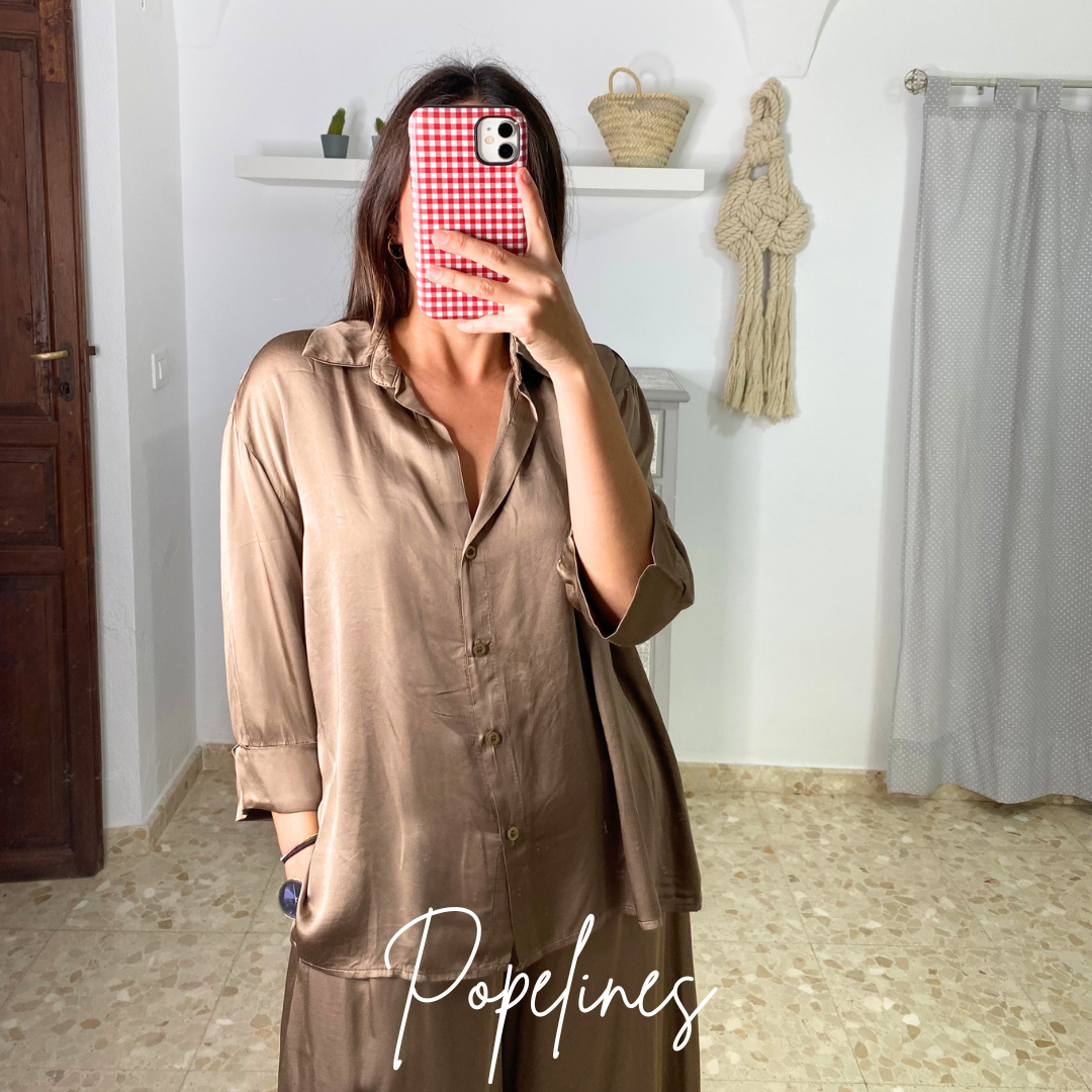 Camisa satinada camel