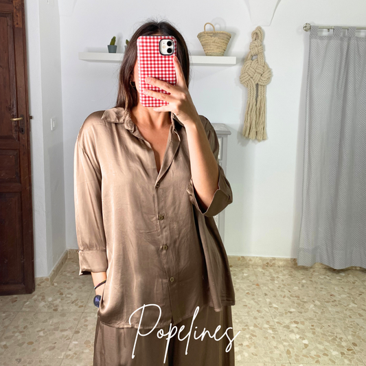Camisa satinada camel