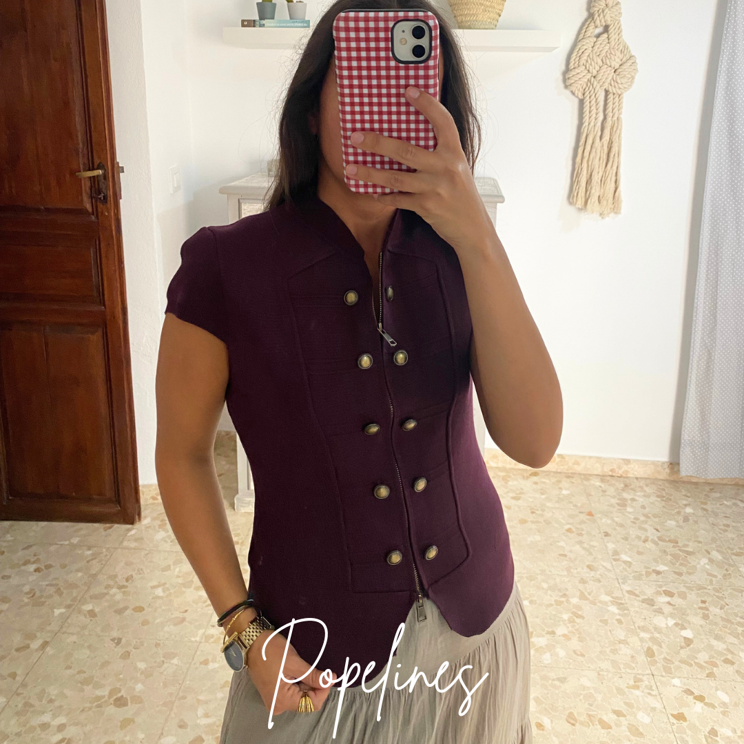 Chaleco punto berenjena