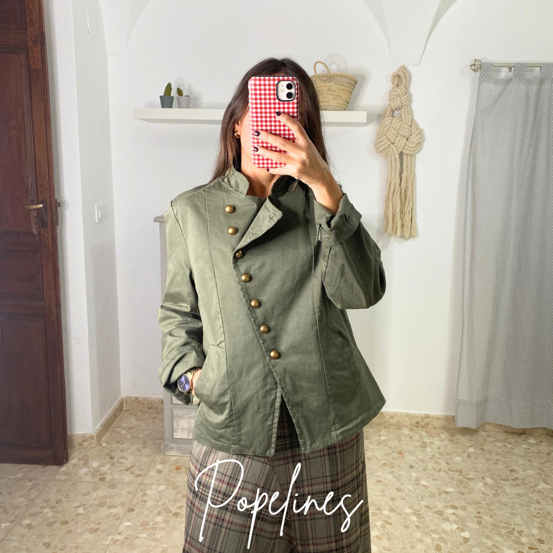 Chaqueta botón cruzada verde