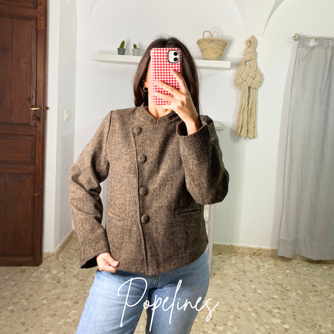 Chaqueta espiga cruce camel
