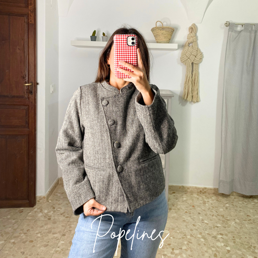 Chaqueta espiga cruce negra