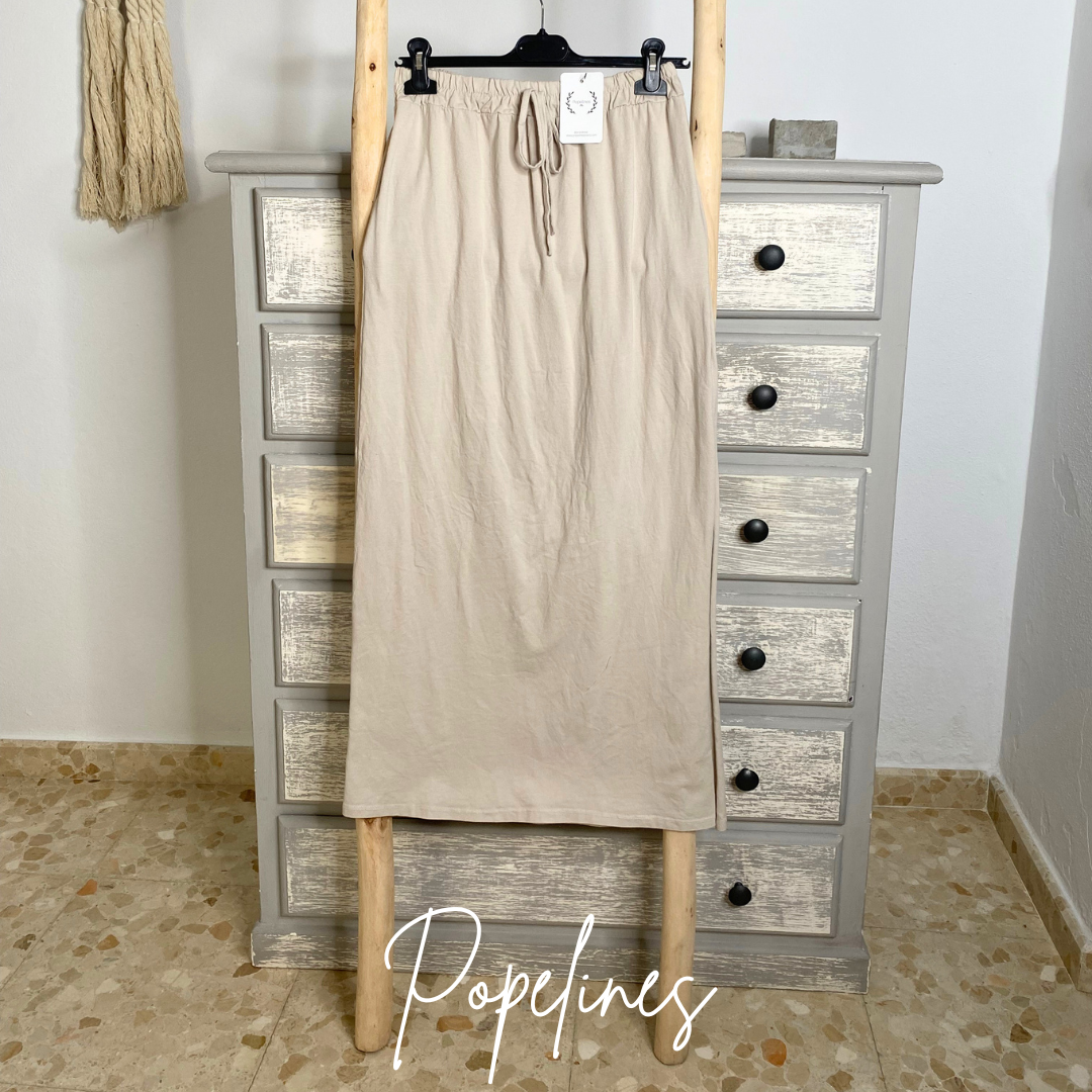 Falda algodón beige