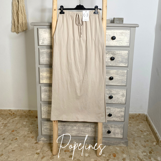 Falda algodón beige