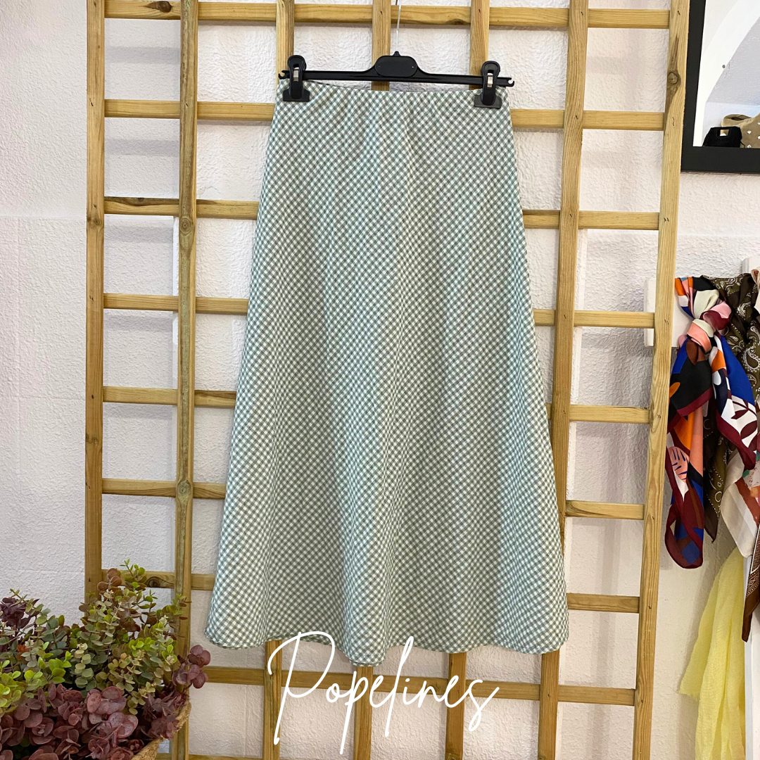 Falda vichy verde agua