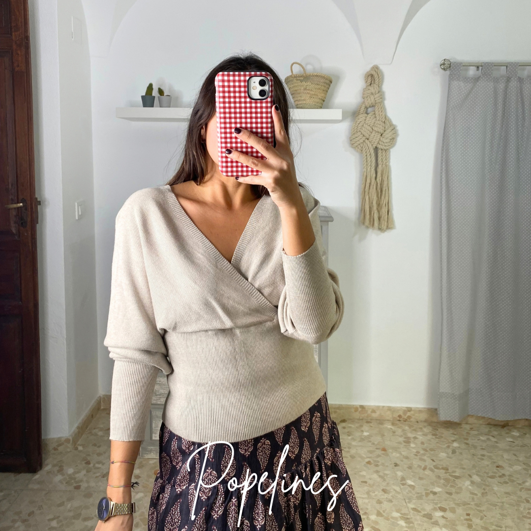 Jersey cruzado beige