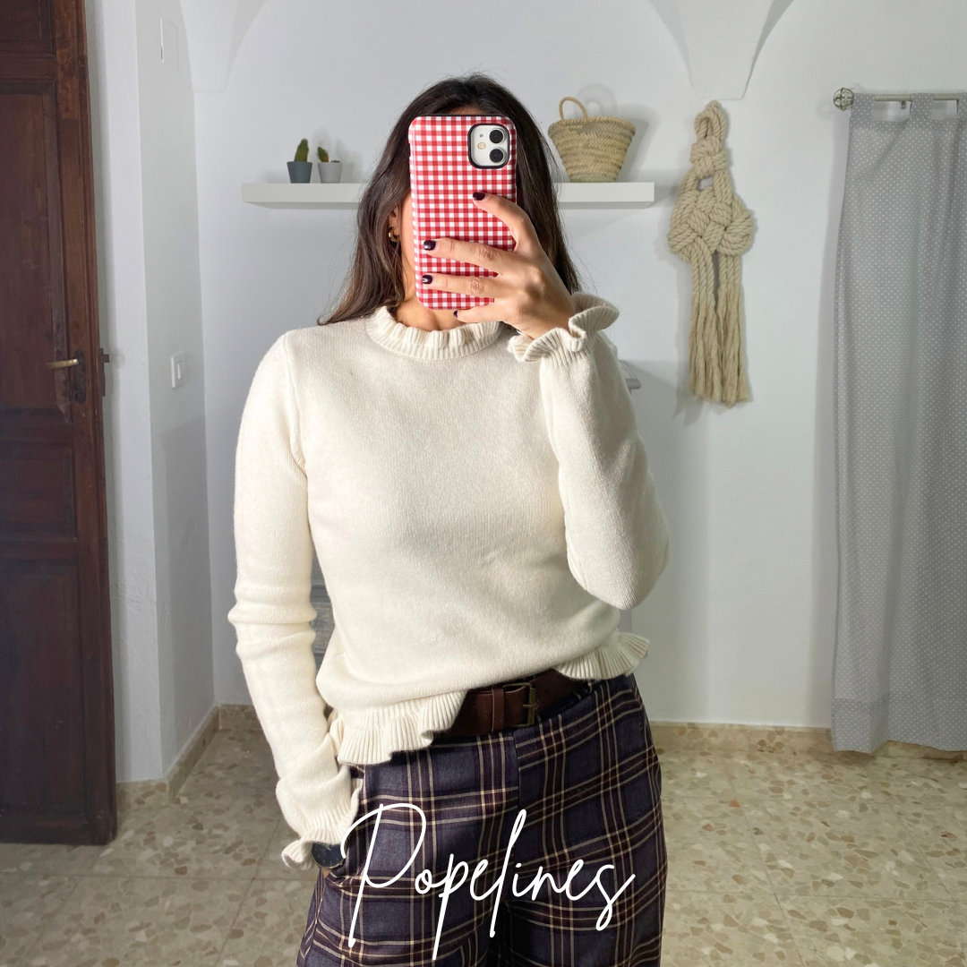 Jersey detalle volantes beige