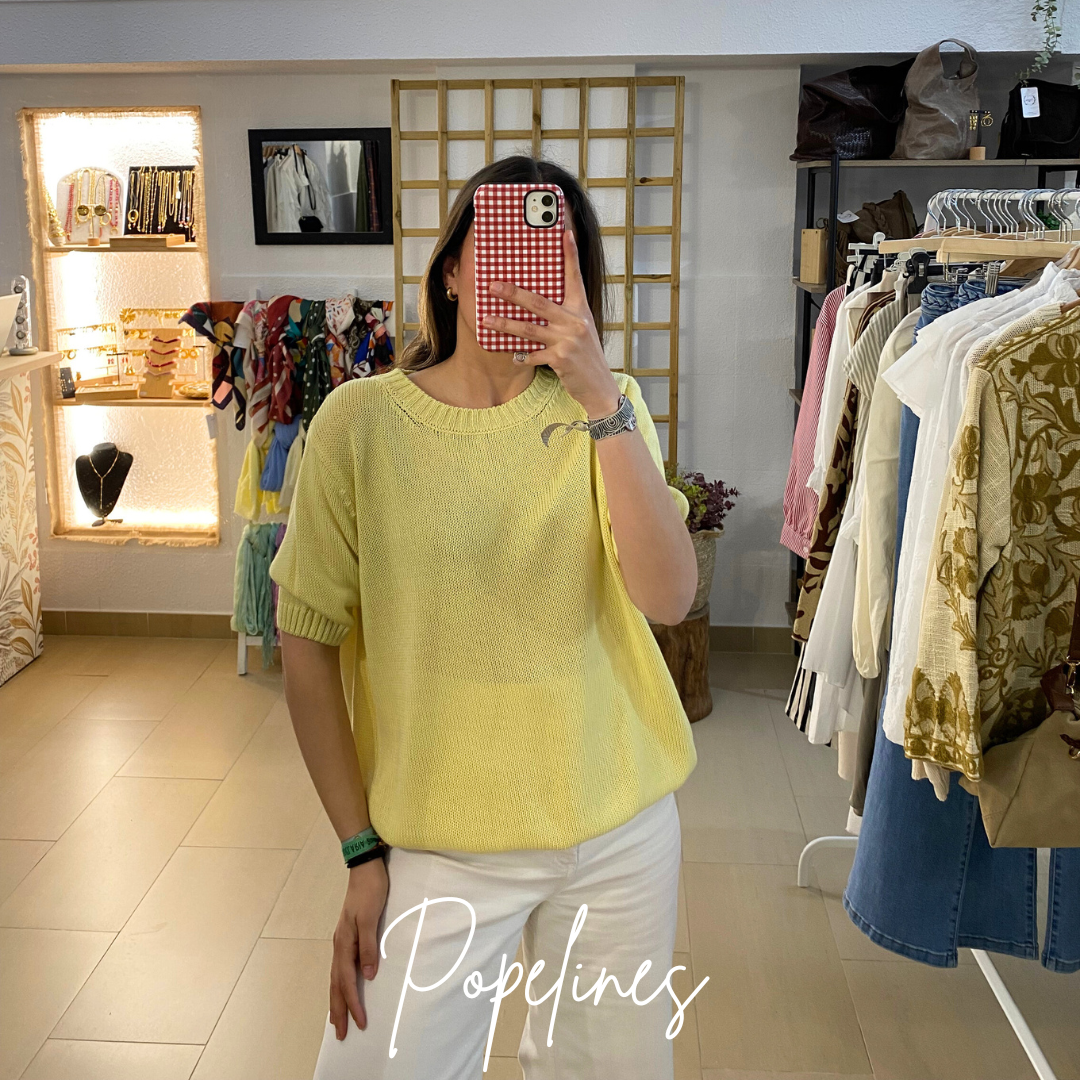 Jersey punto manga corta amarillo
