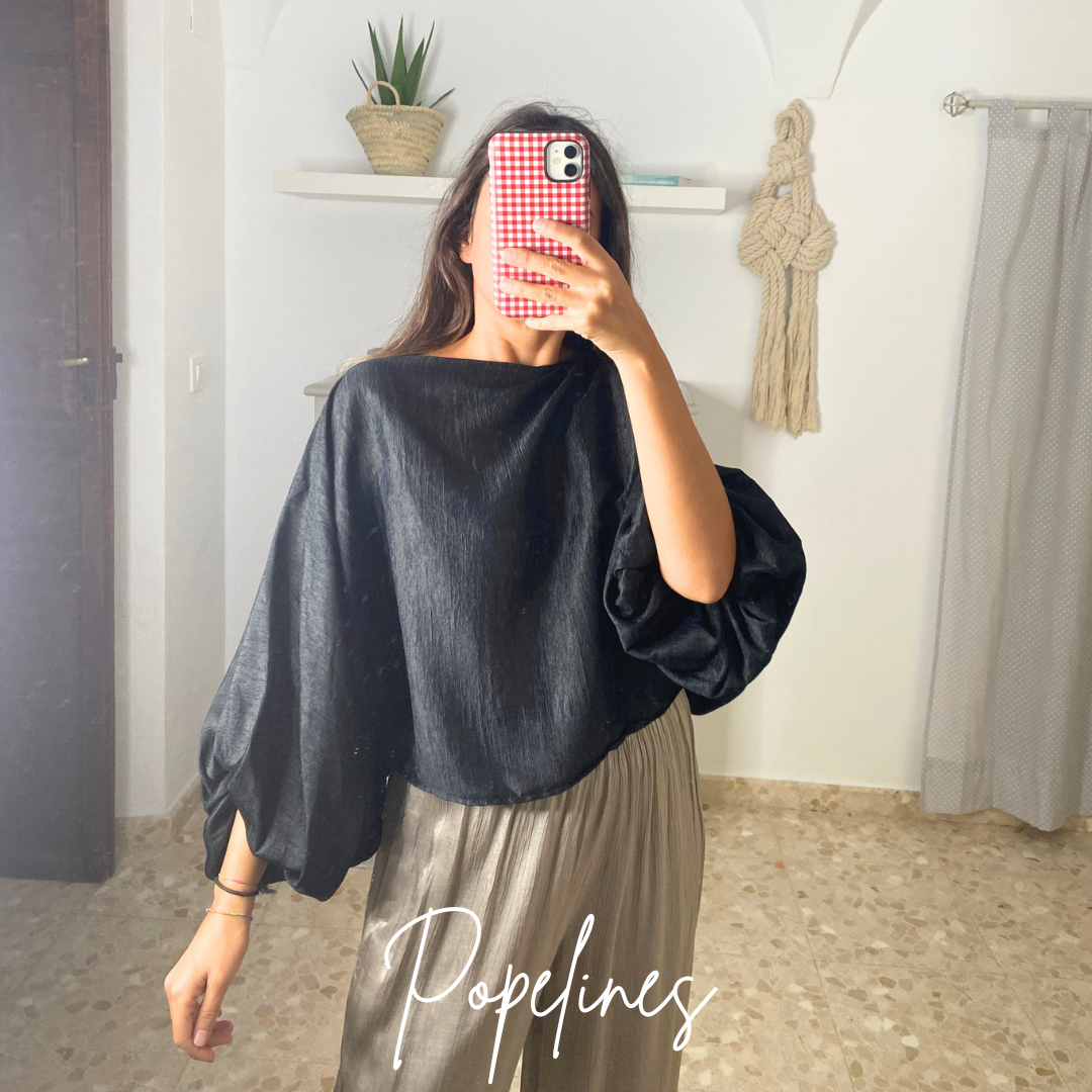 Blusa manga globo negra