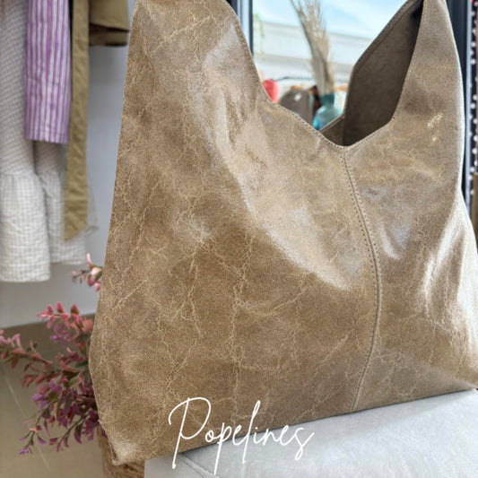 Bolso piel beige