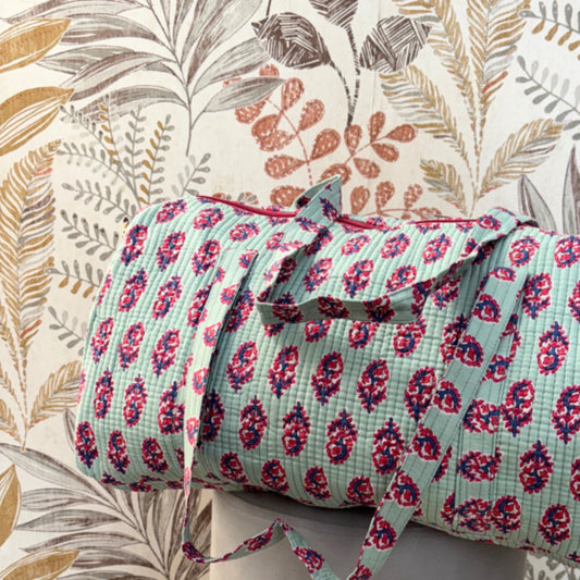Bolso de viaje estampado verde agua