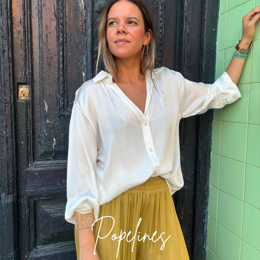 Camisa satinada blanca