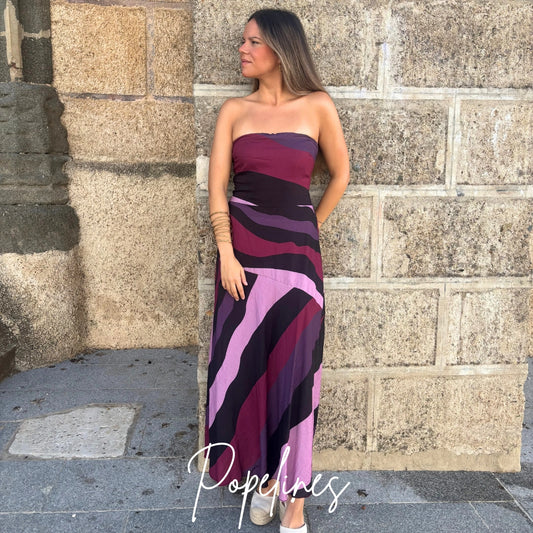 Vestido listas malva