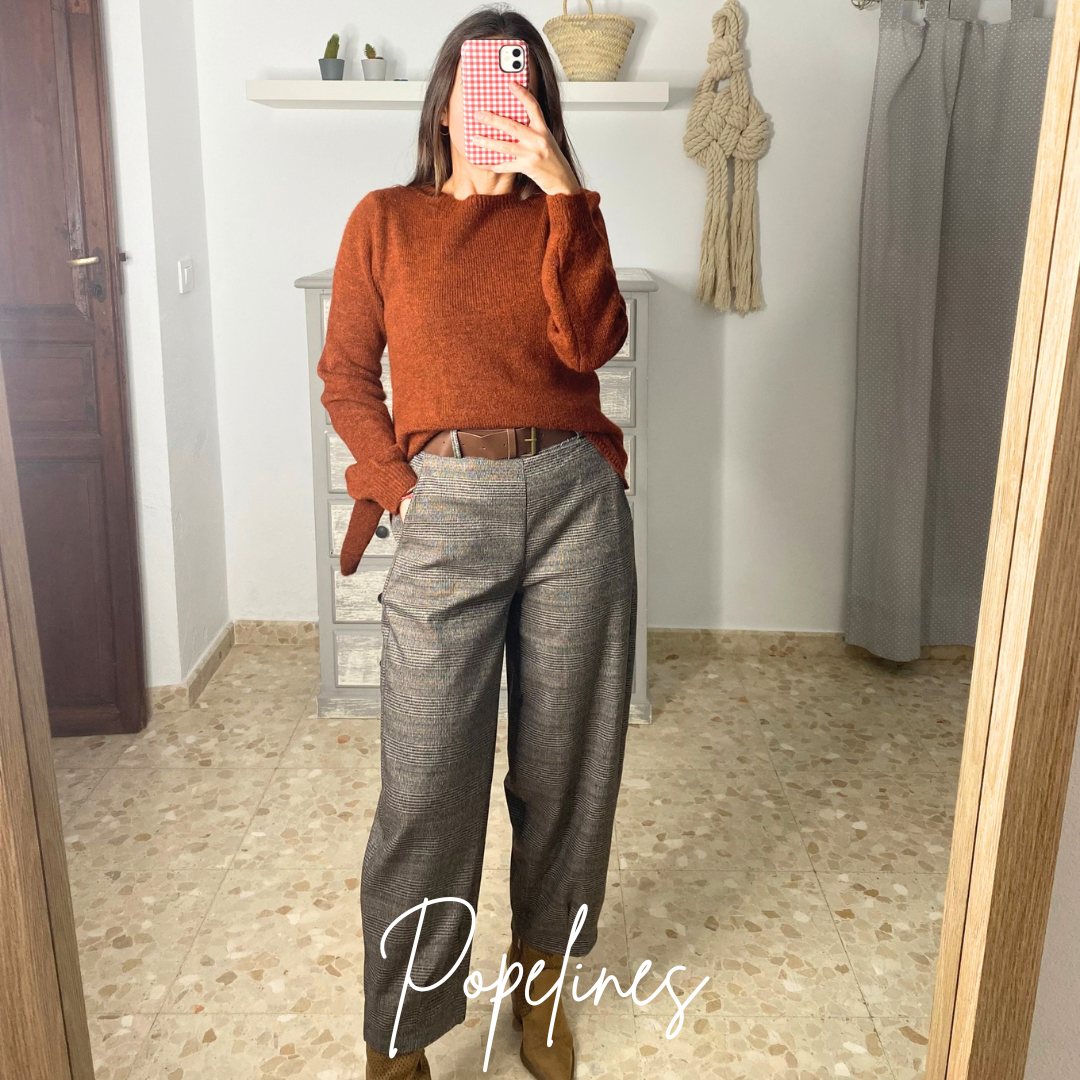 Pantalón cuadros beige